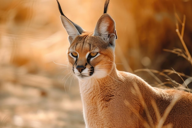 Photo portrait de chats du désert caracal ou lynx africain