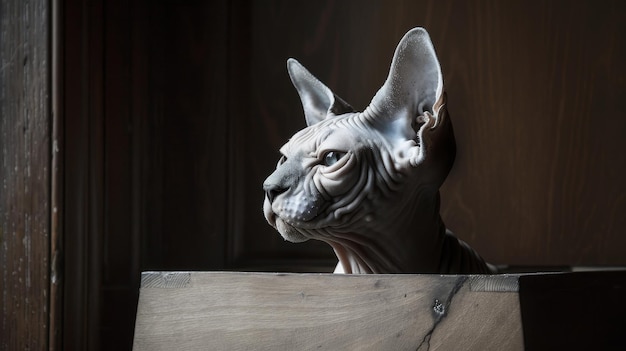 Le portrait des chats Sphynx sans poils met en évidence une peau ridée unique