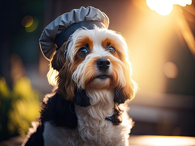 Portrait de chef de chien préparant un repas culinaire ai génératif