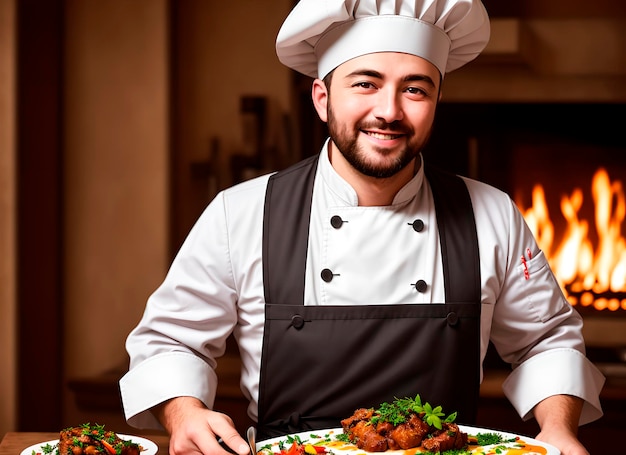 Portrait d'un chef masculin au travail AI générative