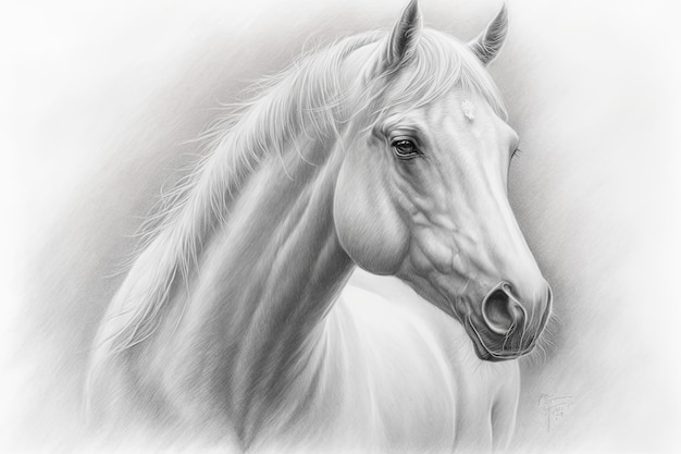 Portrait d'un cheval blanc dessin d'un animal