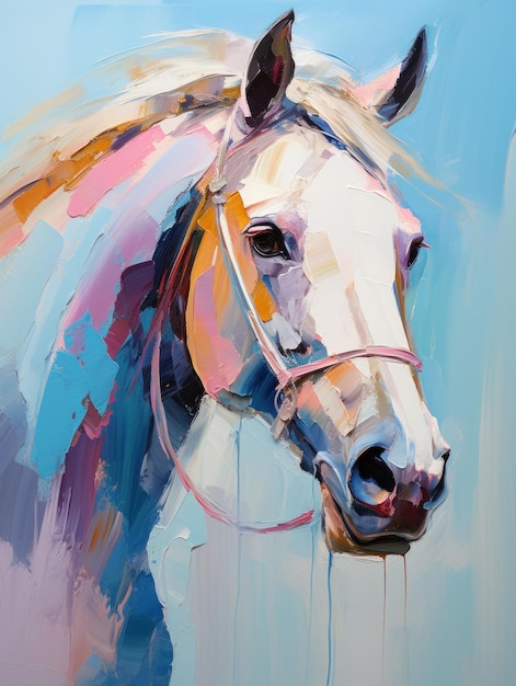 Portrait de cheval dans une affiche d'art mural de style peinture abstraite expressionnisme