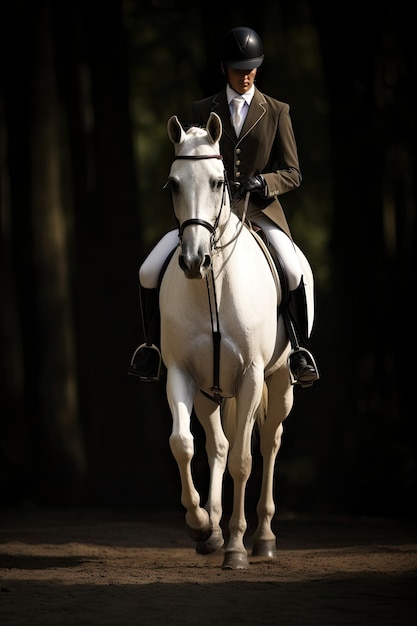 Portrait de cheval de dressage avant la compétition