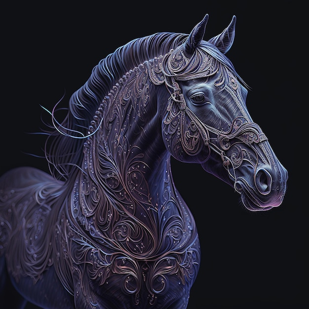 Un portrait d'un cheval inspiré de la peinture d'art animalier AI Generated Image