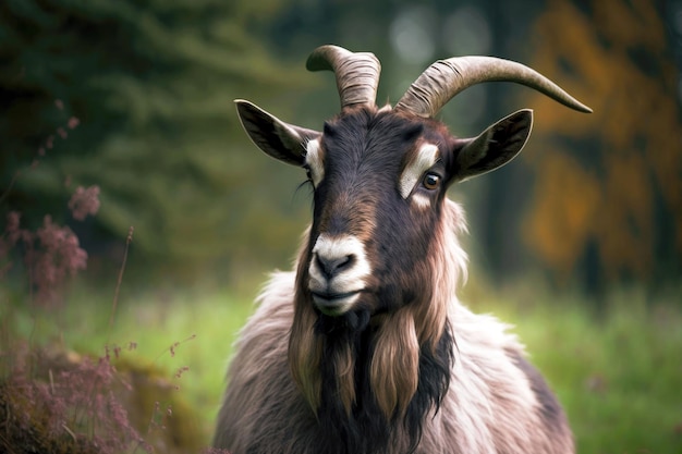 Portrait de chèvre dans un environnement naturel générative ai