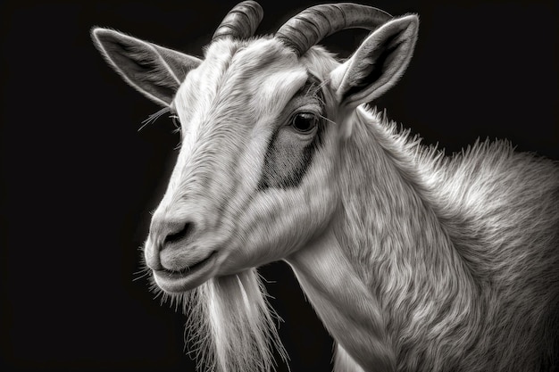 Portrait de chèvre gros plan sur un fond monochrome ai générative