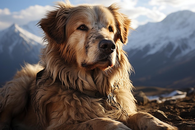 Portrait d'un chien Alabai sur une nature en gros plan photo Ai art génératif