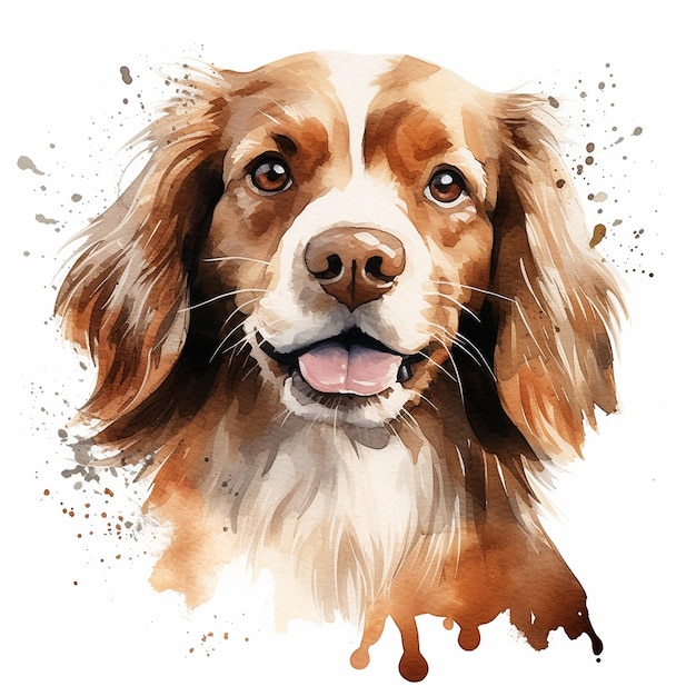 Portrait de chien aquarelle paisible sur fond blanc