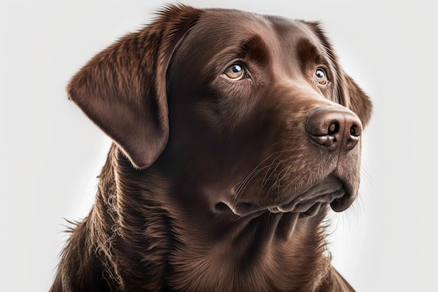 Portrait de chien brun sur fond blanc