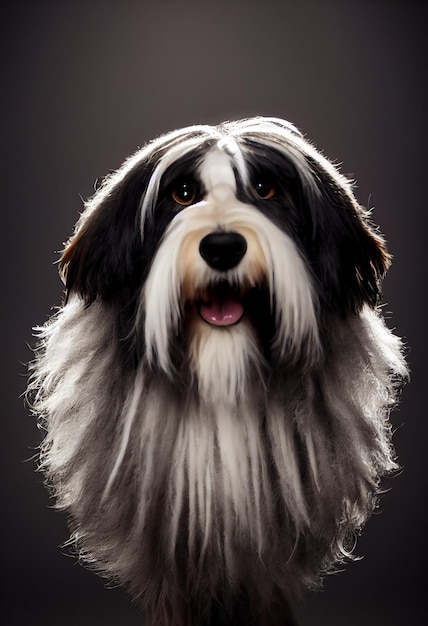 Portrait de chien colley barbu