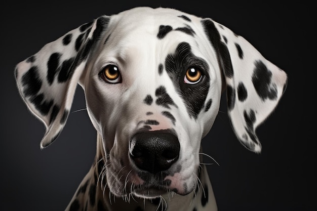 portrait d'un chien dalmatien sur fond noir