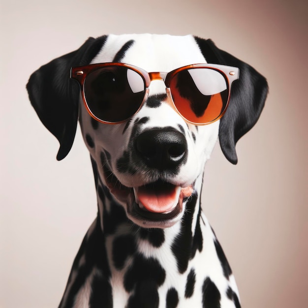 Portrait de chien dalmatien avec des lunettes de soleil ai génératif