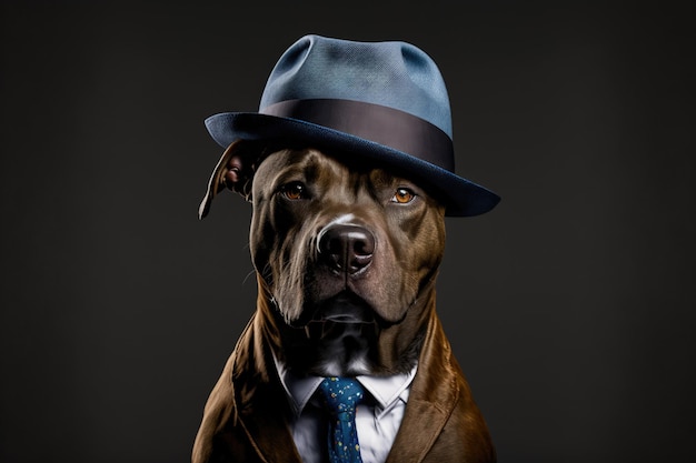 Portrait de chien dans un chapeau en tailleur sur fond isolé