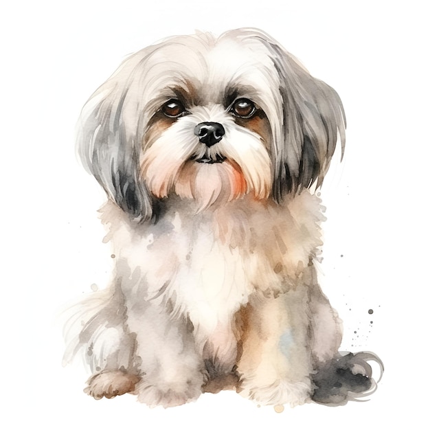 portrait d'un chien dessin à l'aquarelle couleur fond d'image