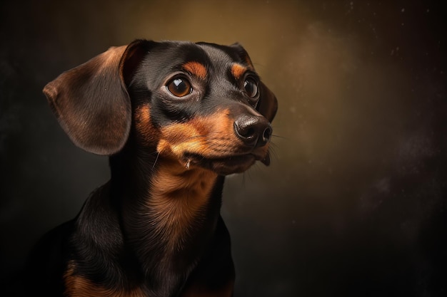 Portrait de chien sur fond noir