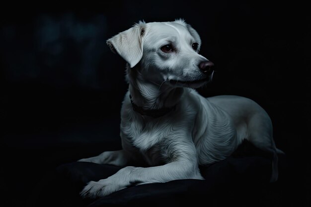 Portrait de chien sur fond sombre