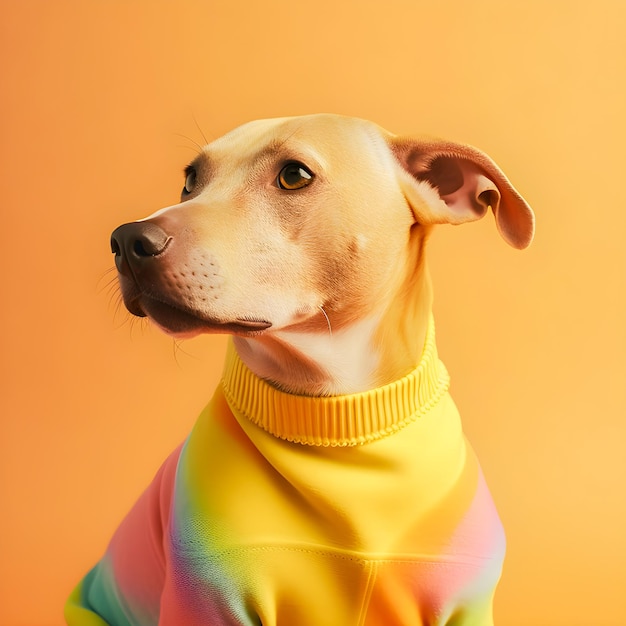 Portrait de chien en illustration arc-en-ciel de style LGBT