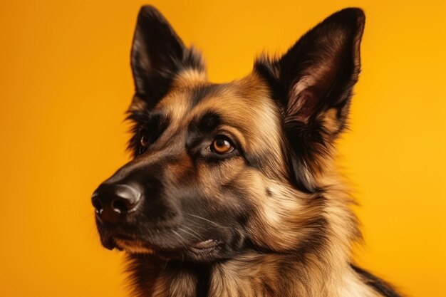 Un portrait d'un chien sur une photo de haute qualité de fond jaune