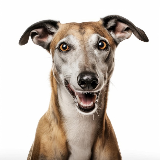 Portrait d'un chien de race mixte isolé sur fond blanc