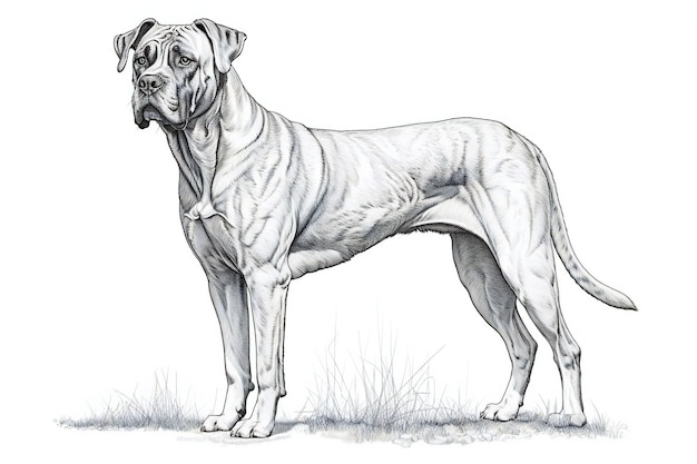 Portrait d'un chien Rhodesian Ridgeback Illustration dessinée à la main