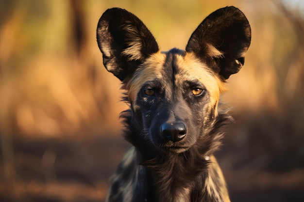 Un portrait de chien sauvage d'Afrique, photographie animalière