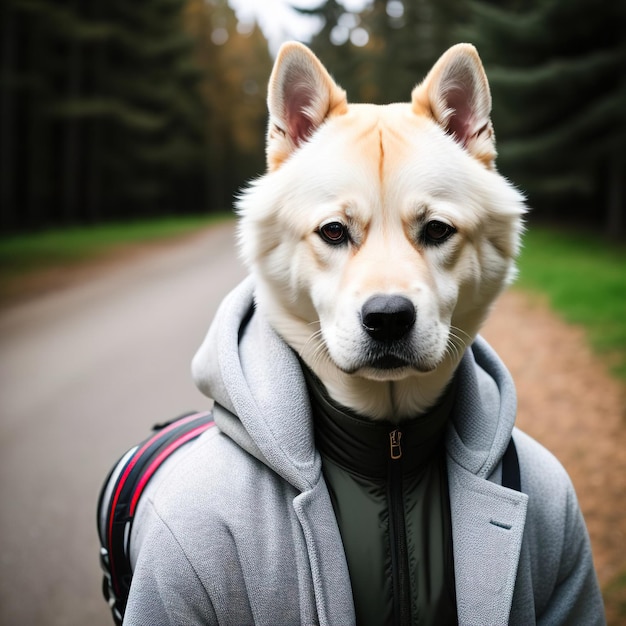 Portrait d'un chien en vêtements Generative AIx9