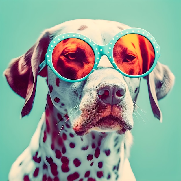 Portrait de chien Vibes des années 50 portant des lunettes hipster