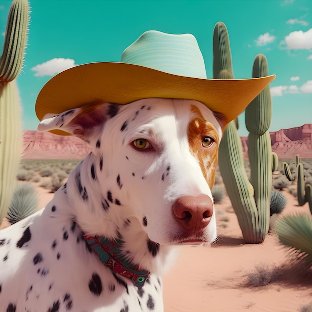 Portrait de chien Vinatge dans le style du film occidental