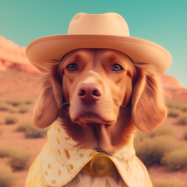 Portrait de chien Vinatge dans le style du film occidental