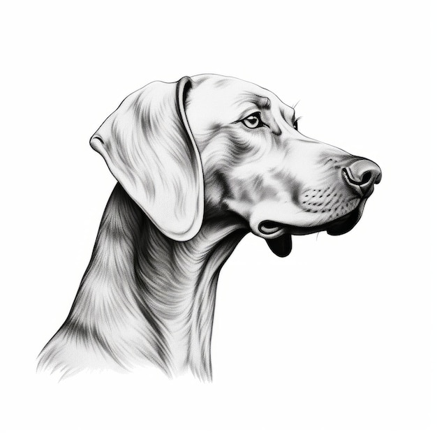 Portrait de chien Weimaraner minimaliste dessiné à la main sur fond blanc