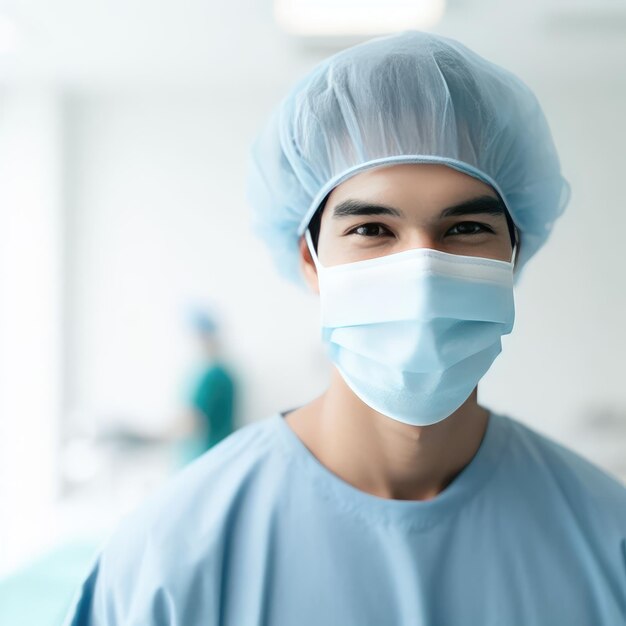 portrait d'un chirurgien dans un hôpital sur blanc