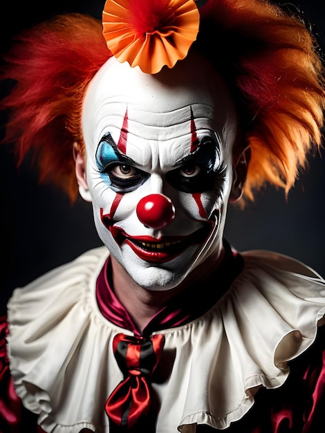 Photo portrait d'un clown effrayant sur fond sombre halloween fond d'écran