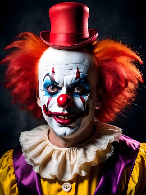 Photo portrait d'un clown effrayant sur fond sombre halloween fond d'écran