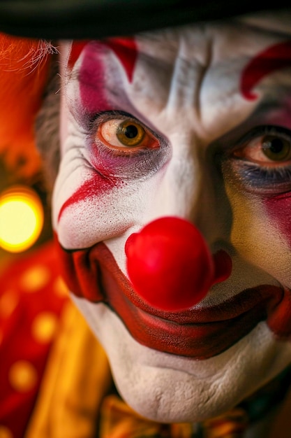 Portrait de clown effrayant en gros plan ultra réaliste IA générative