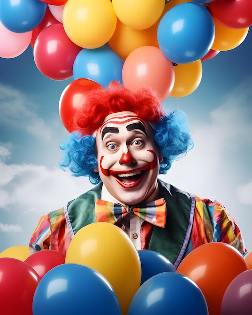 Photo portrait d'un clown joyeux