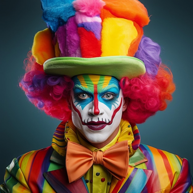 Photo portrait d'un clown profitez d'une bonne journée d'avril coloriage chapeau visage coloré journée des imbéciles