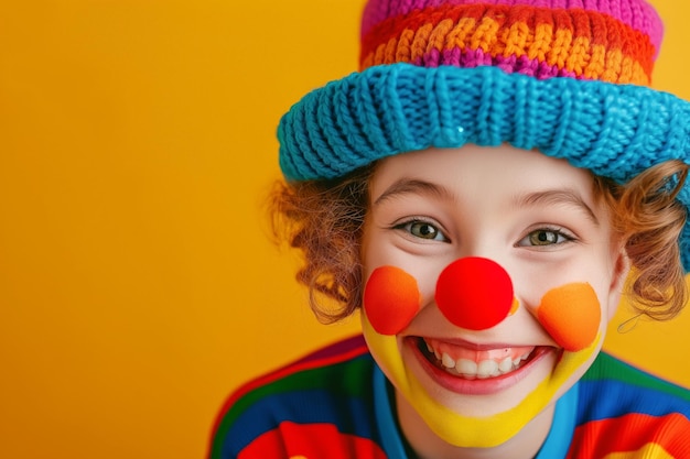 Portrait de clown rayonnant d'enfants débordant de couleur et de joie