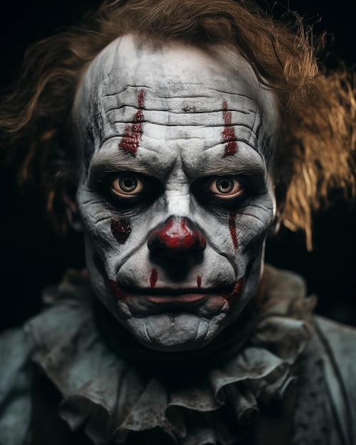 Un portrait d'un clown zombie effrayant