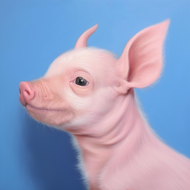 Portrait d'un cochon heureux avec espace de copie de fond coloré AI génératif