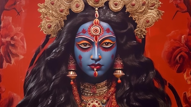 Un portrait en colère de la déesse hindoue kali générative AI