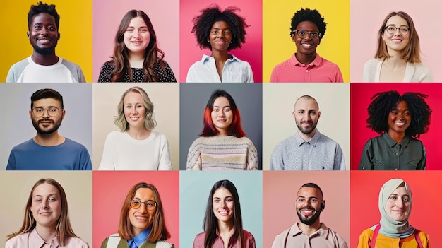 Un portrait coloré de l'individualité Un groupe diversifié sourit à la caméra