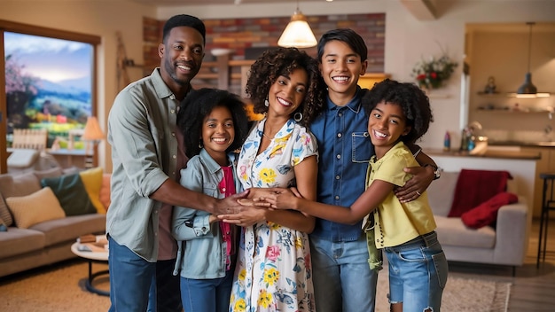 Portrait complet d'une famille joyeuse