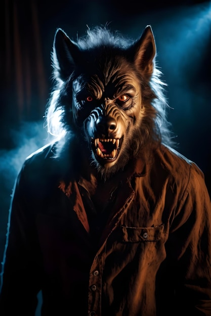 Photo portrait d'un concept d'halloween loup-garou