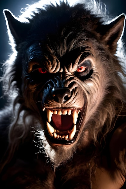 Photo portrait d'un concept d'halloween loup-garou