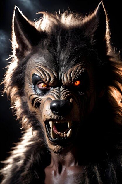 Photo portrait d'un concept d'halloween loup-garou