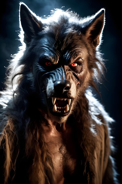 Photo portrait d'un concept d'halloween loup-garou