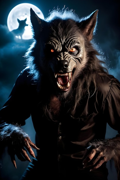 Photo portrait d'un concept d'halloween loup-garou