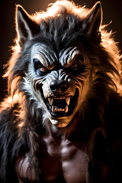 Photo portrait d'un concept d'halloween loup-garou