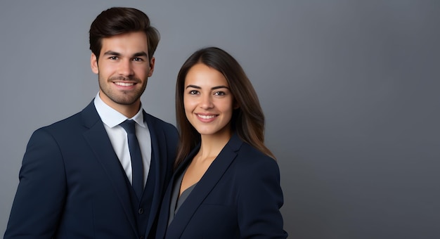 portrait d'un couple d'affaires souriant dans le bureau souriant au bureau