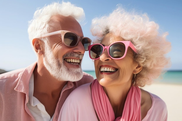 Portrait d'un couple heureux d'âge moyen, un homme et une femme âgés souriant et s'amusant Émotions positives